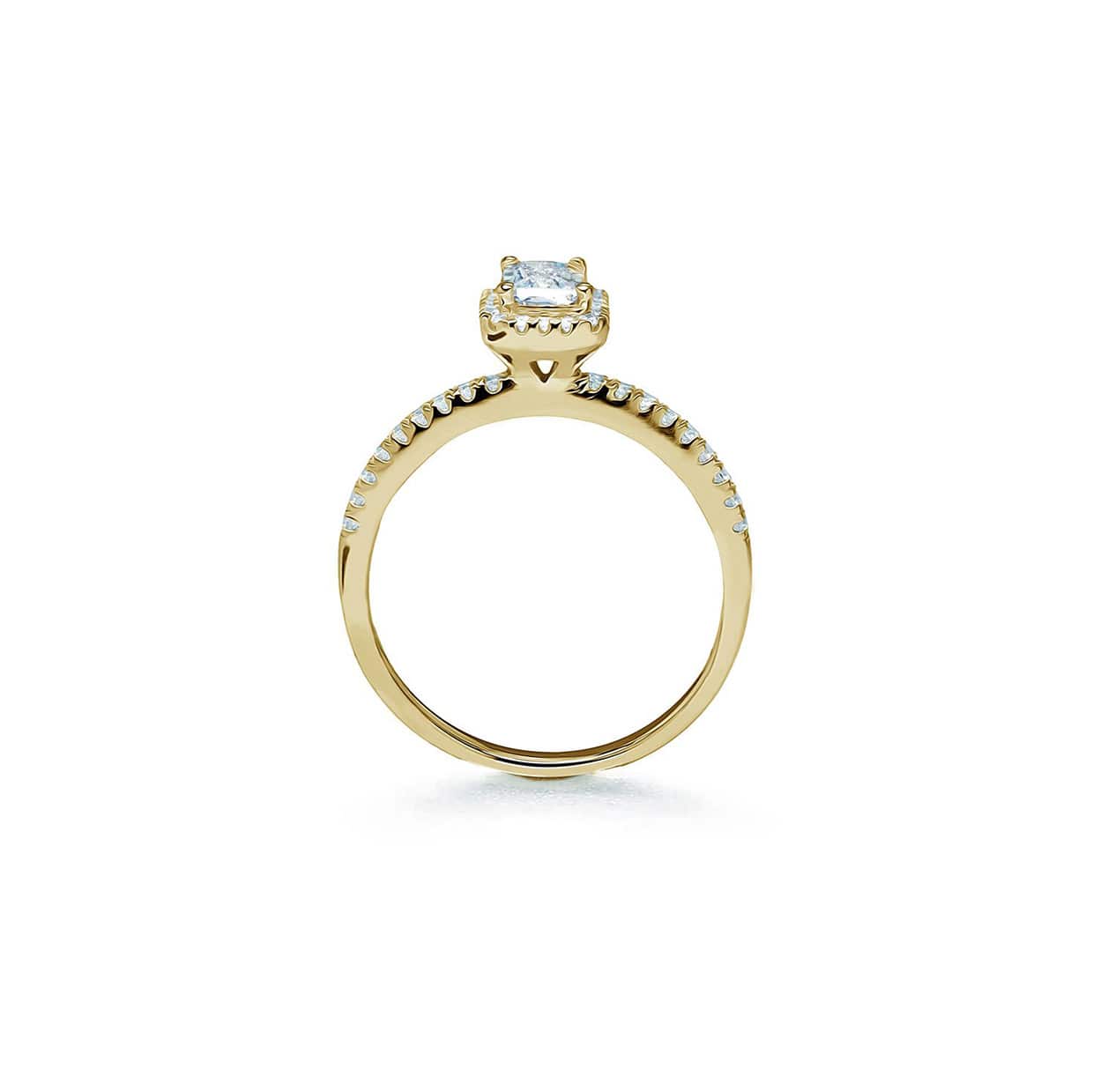 Oxford klassisk radiant halo ring med sten i forgyldt sterlingsølv