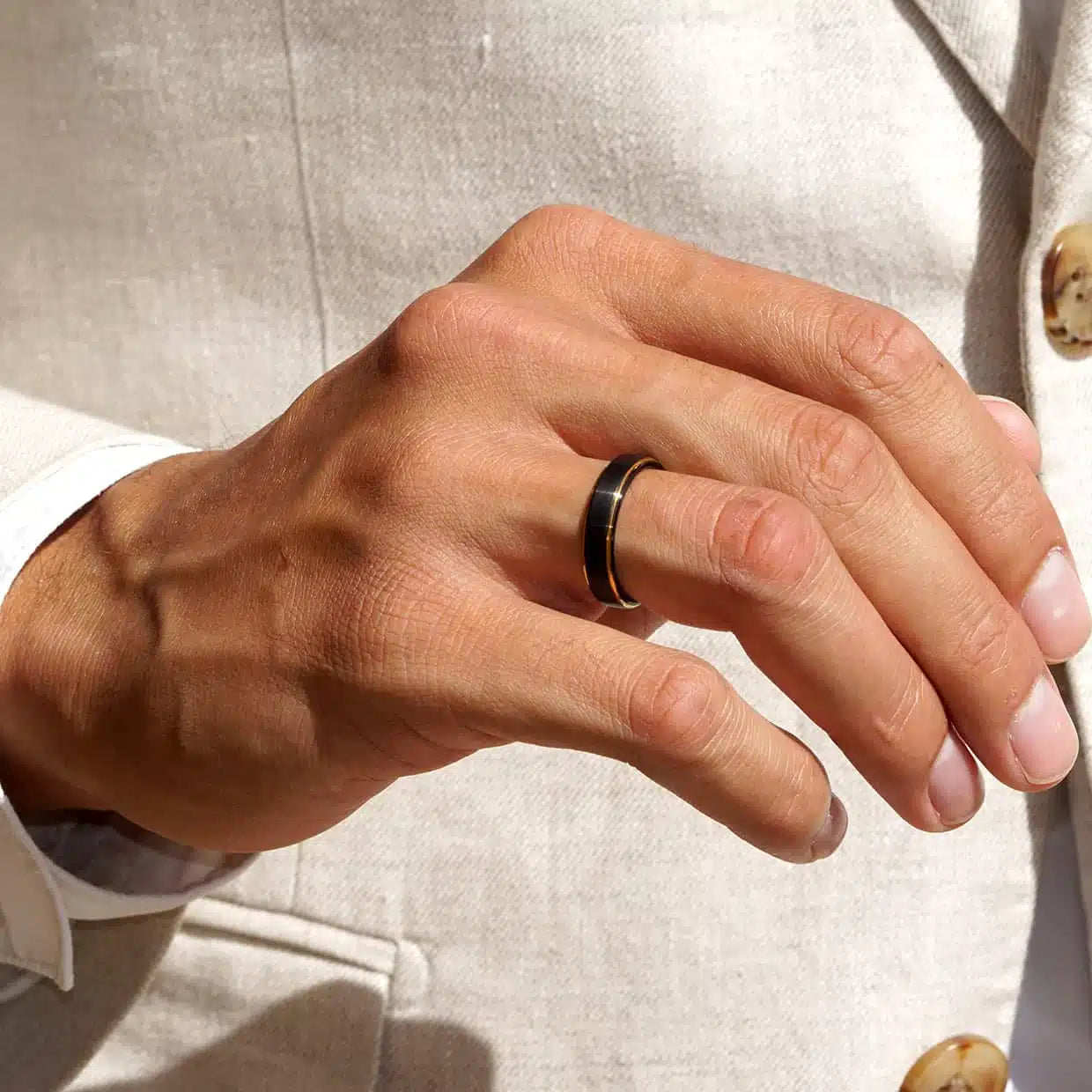 Tungsten ring sort & guld