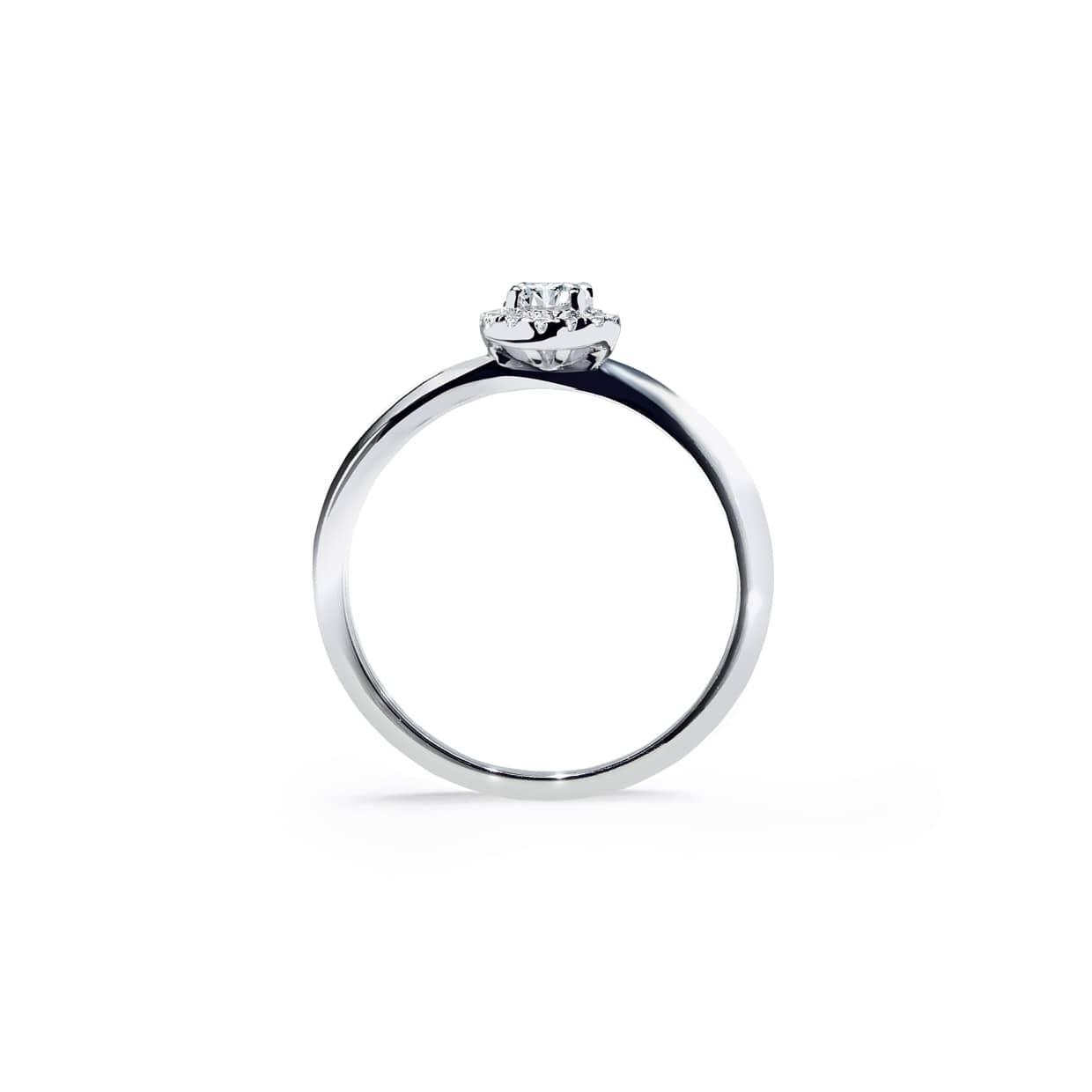 Genova rund halo diamant ring i hvidguld