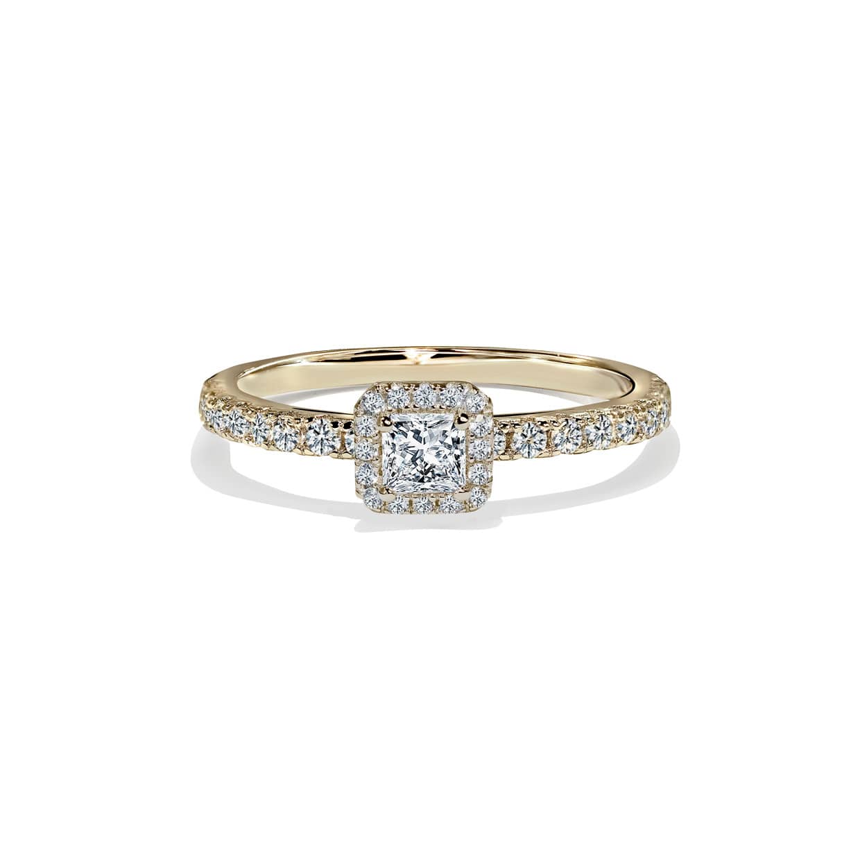 Oxford square cut halo ring i guld