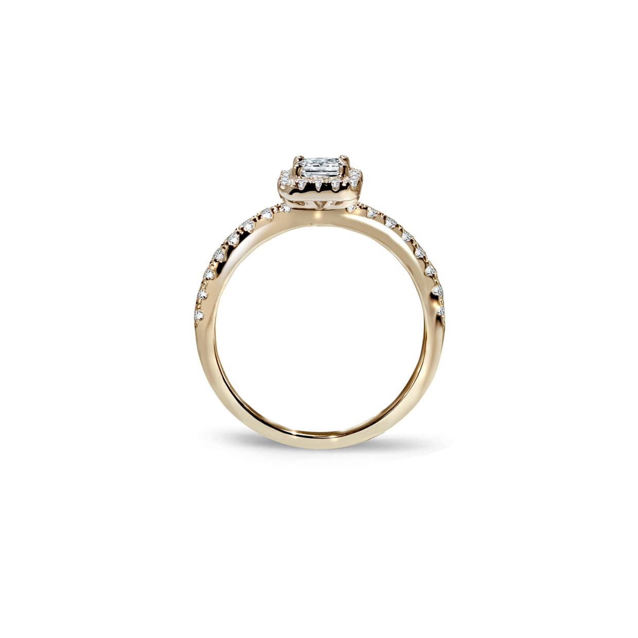 Oxford square cut halo ring i guld