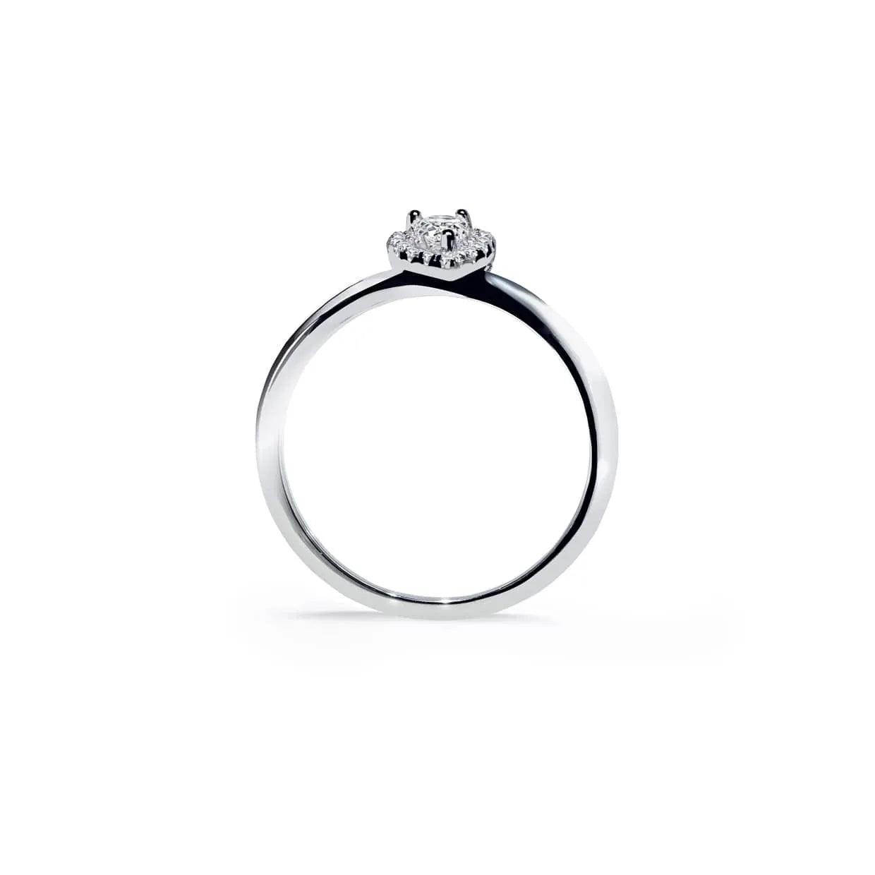 Oxford Silver Halo Pear Solitaire Ring