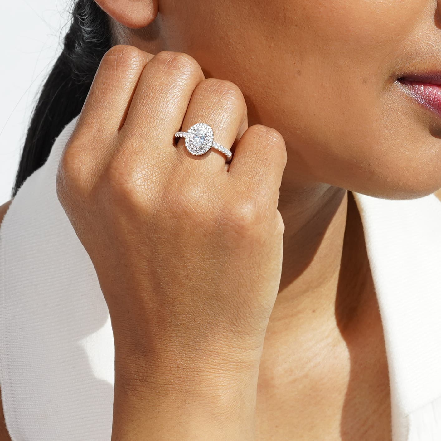 Oxford dobbelt halo oval ring