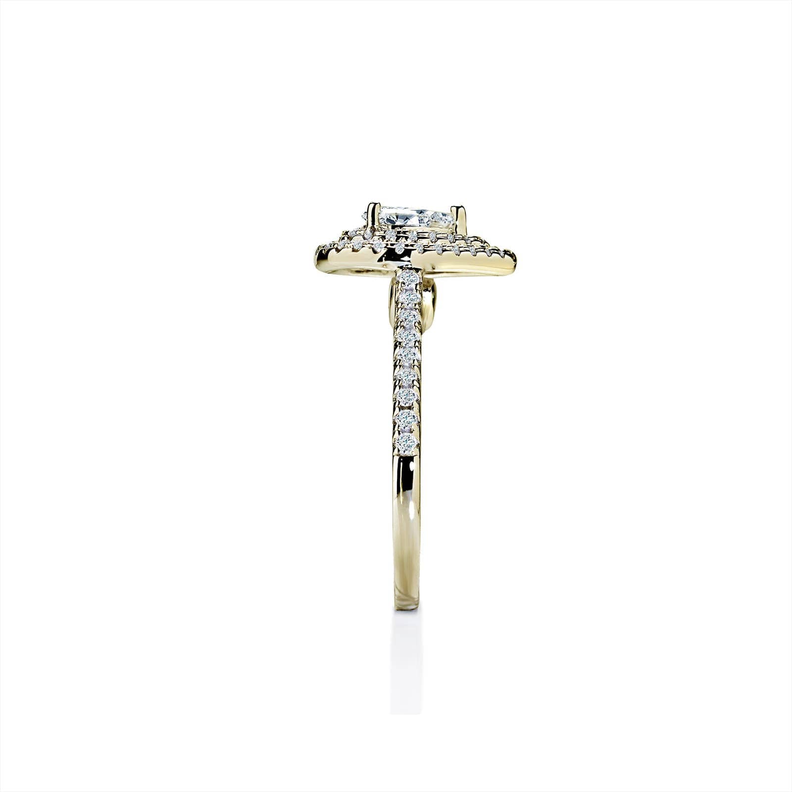 Oxford dobbelt halo pear forgyldt ring