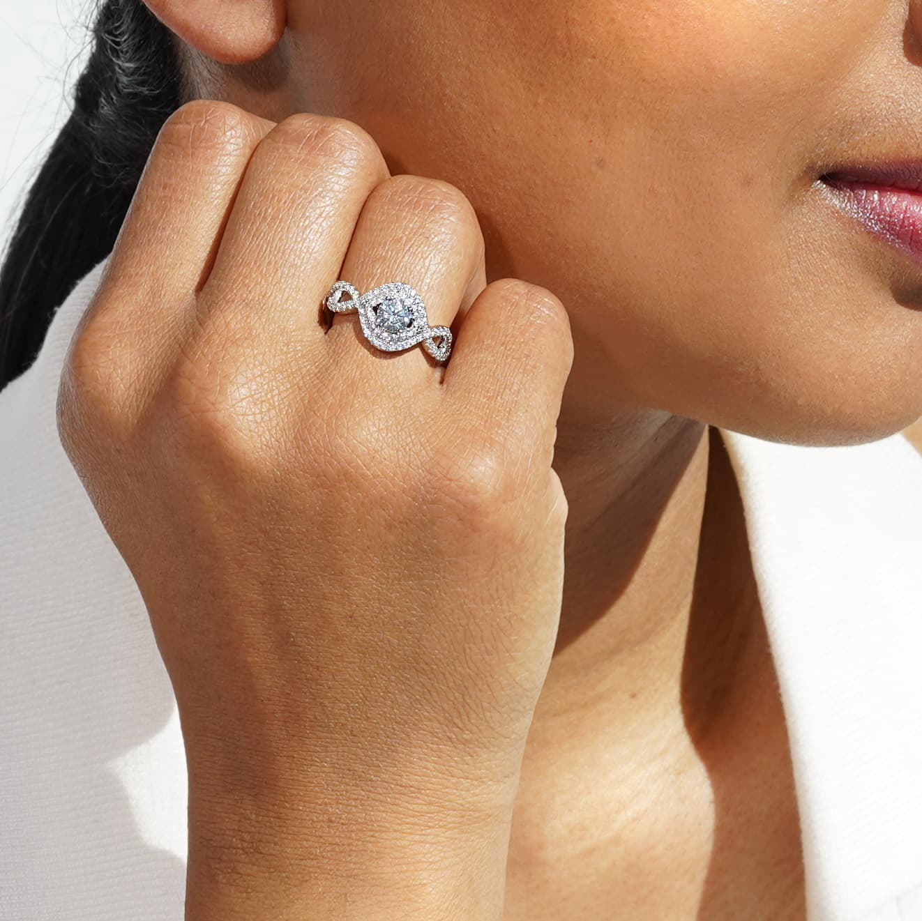 Oxford dobbelt halo ring med sten