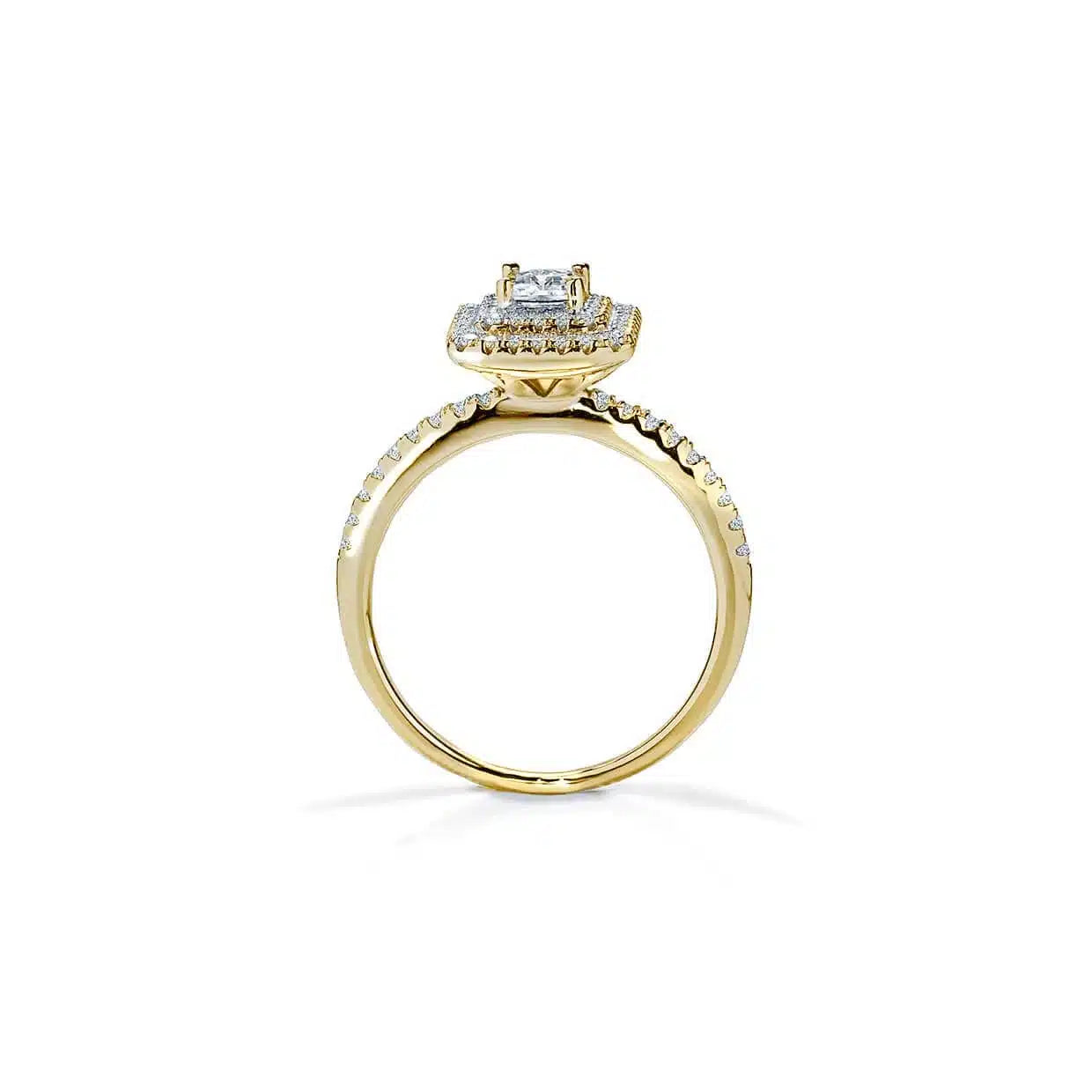 Oxford emerald cut dobbelt halo ring