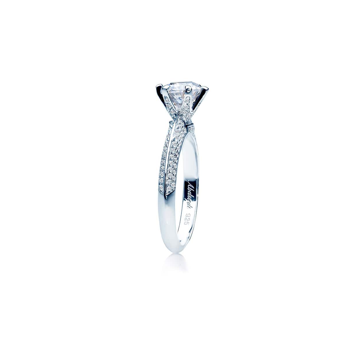 Oxford 6 fatninger solitaire ring med sidesten