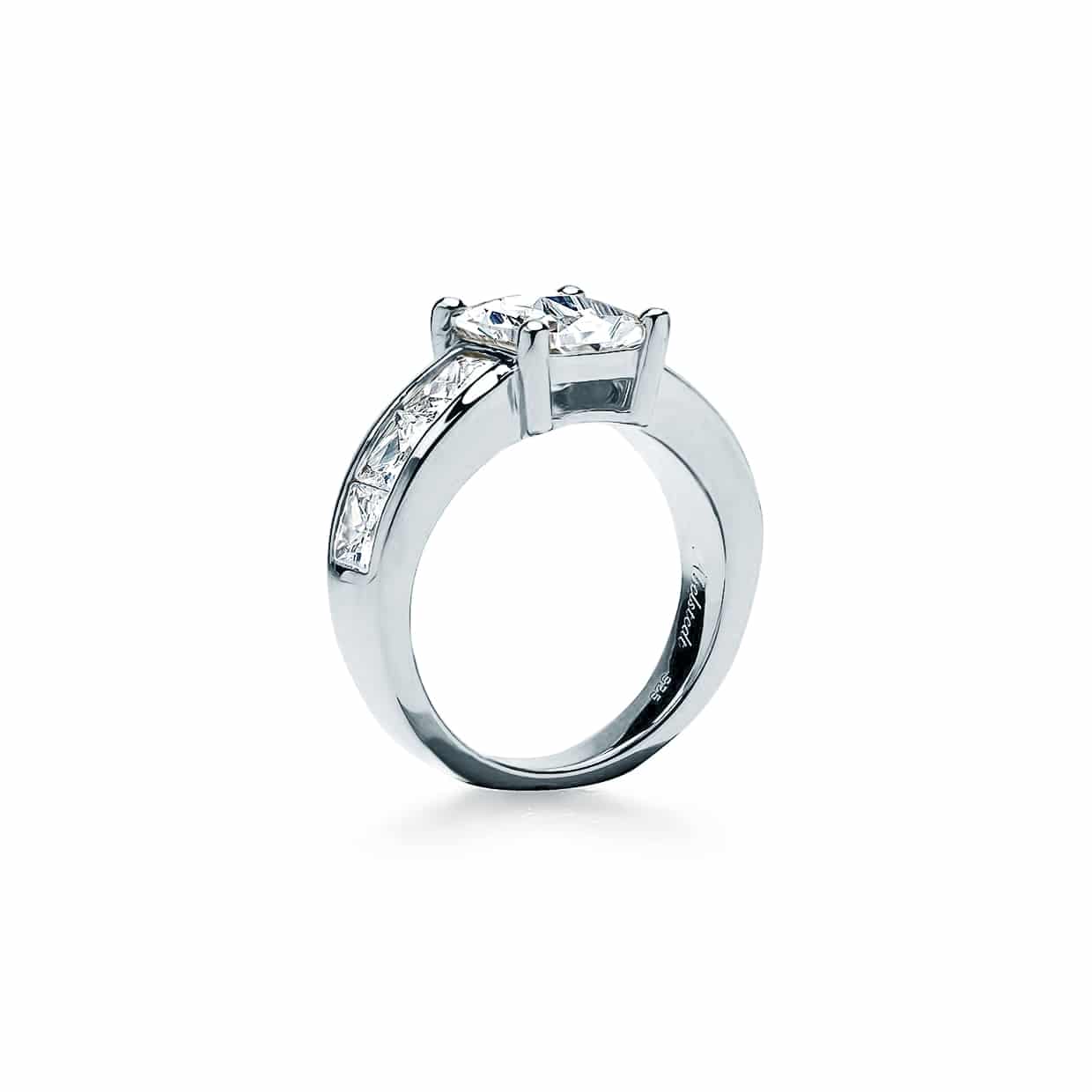 Oxford prinsesse &amp; radiant formet ring i sølv