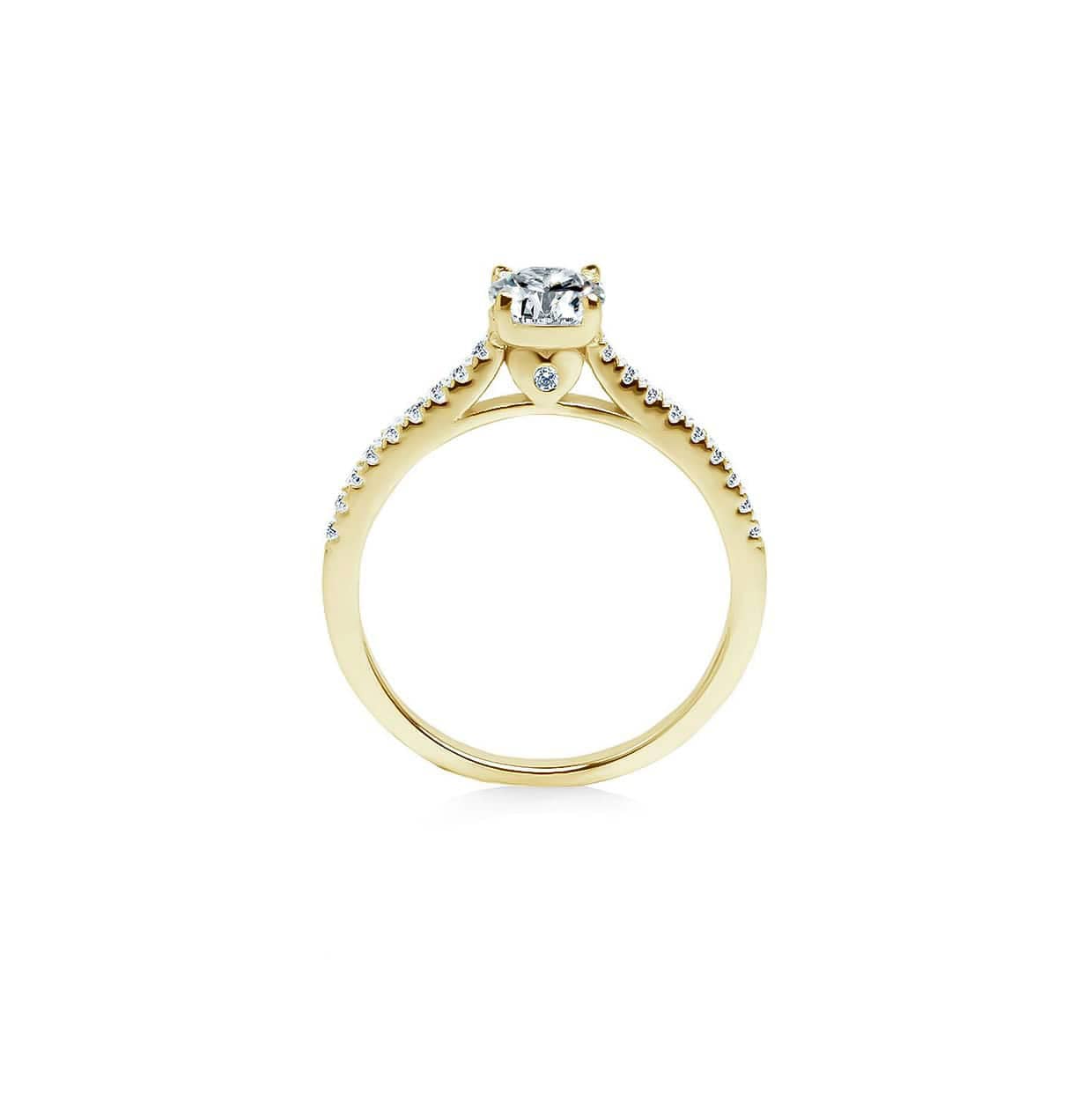 Amour solitaire forlovelsesring med hvid safir og diamanter