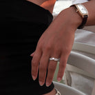 Oxford Silver Square Solitaire Ring med sten