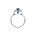 Grace blå safir forlovelsesring med dobbelt halo af diamanter
