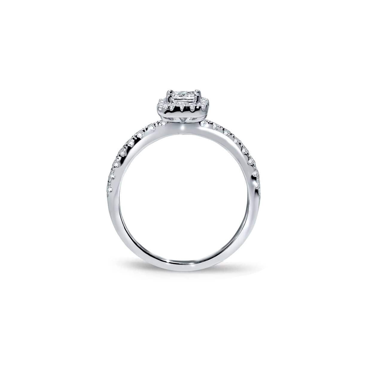 Torino firkantet diamanthalo forlovelsesring i hvidguld