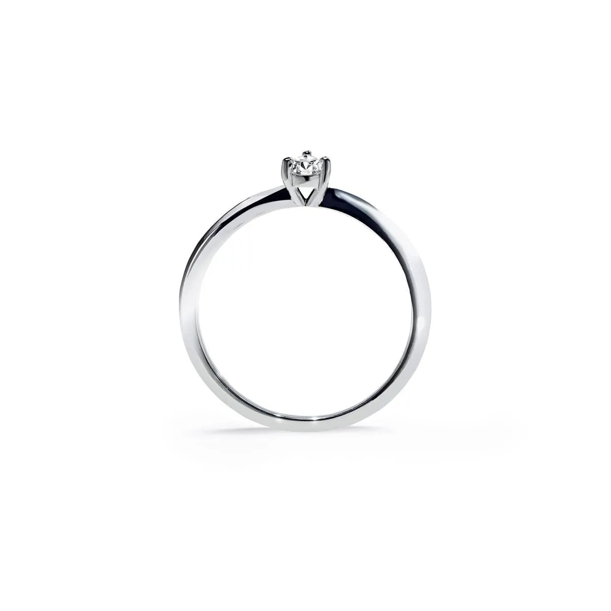 Oxford silver pear solitaire ring