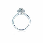 Aurora oval safir forlovelsesring med dobbelt diamant halo i hvidguld