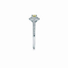 Gul cushion safir forlovelsesring med dobbelt diamant halo