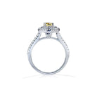Dante rund gul safir forlovelsesring med dobbelt diamant halo