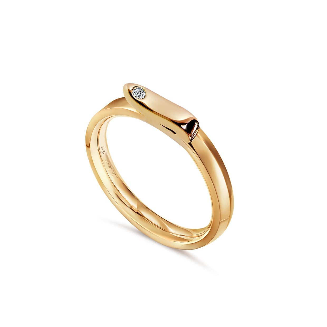 Equestrian ring forgyldt sterling sølv med enkelt diamant