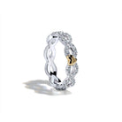 Diamantring eternity twist micropavé med hjerte i guld og hvidguld