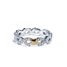 Diamantring eternity twist micropavé med hjerte i guld og hvidguld