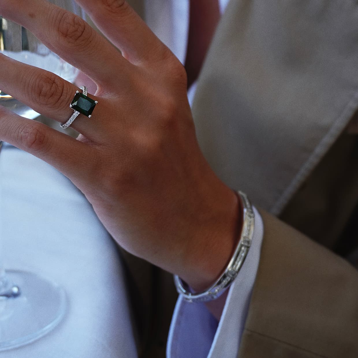 Oxford grøn radiant solitaire ring