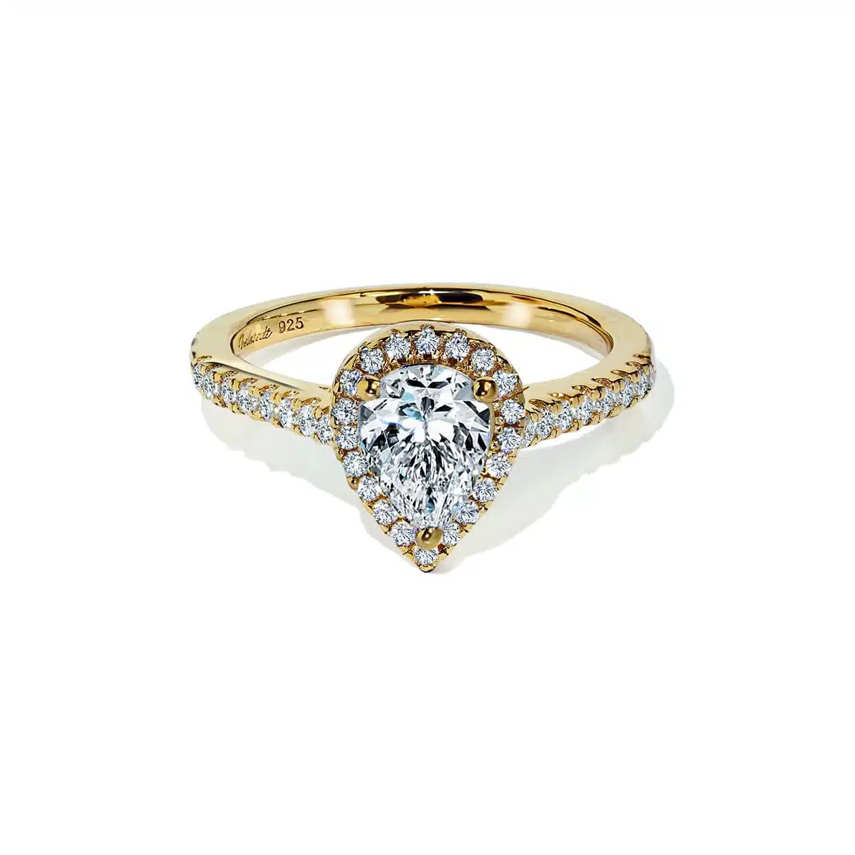 Oxford Gold Halo Pear Ring