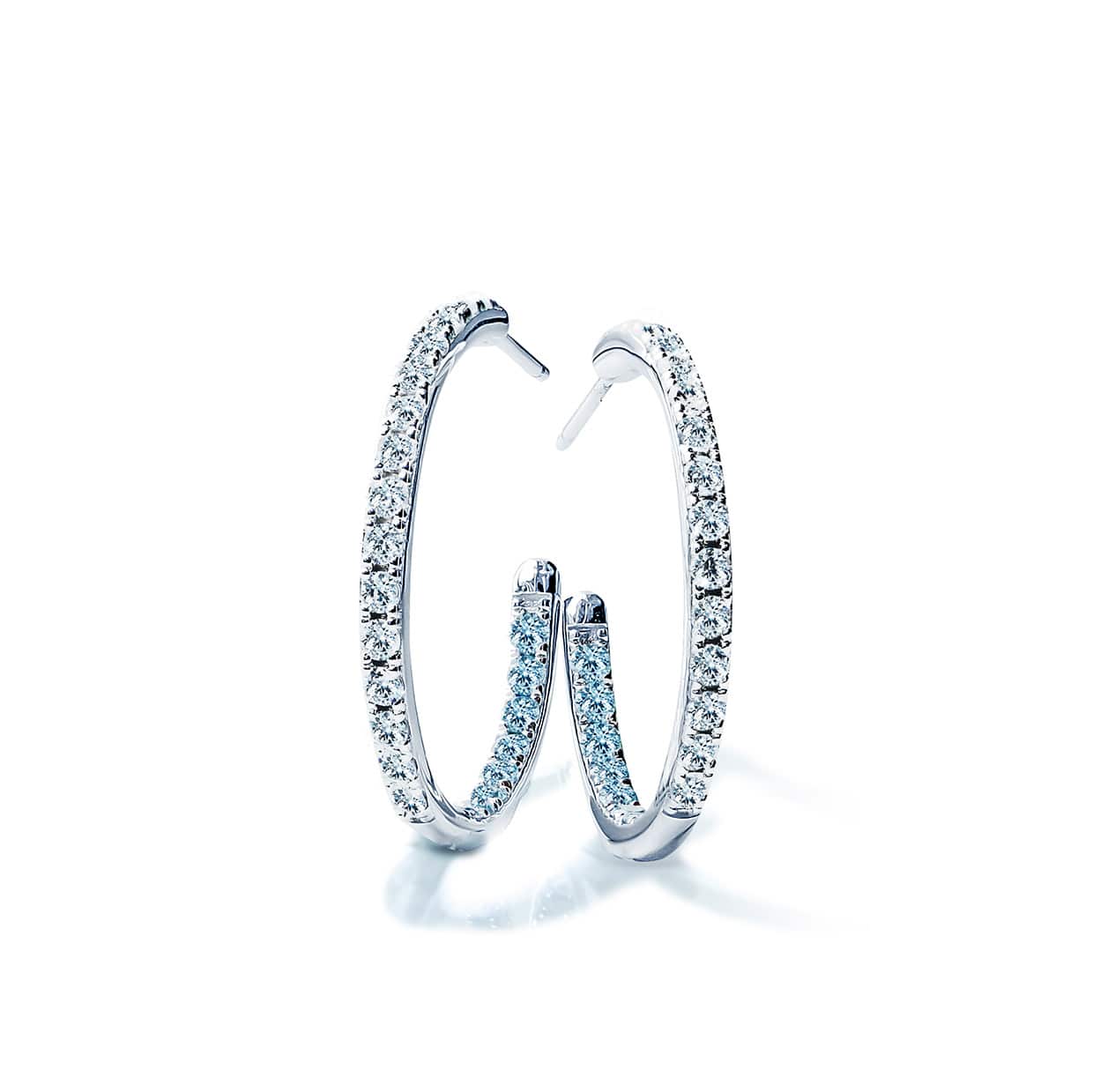 Oxford Silver White & Aqua Hoop Earrings