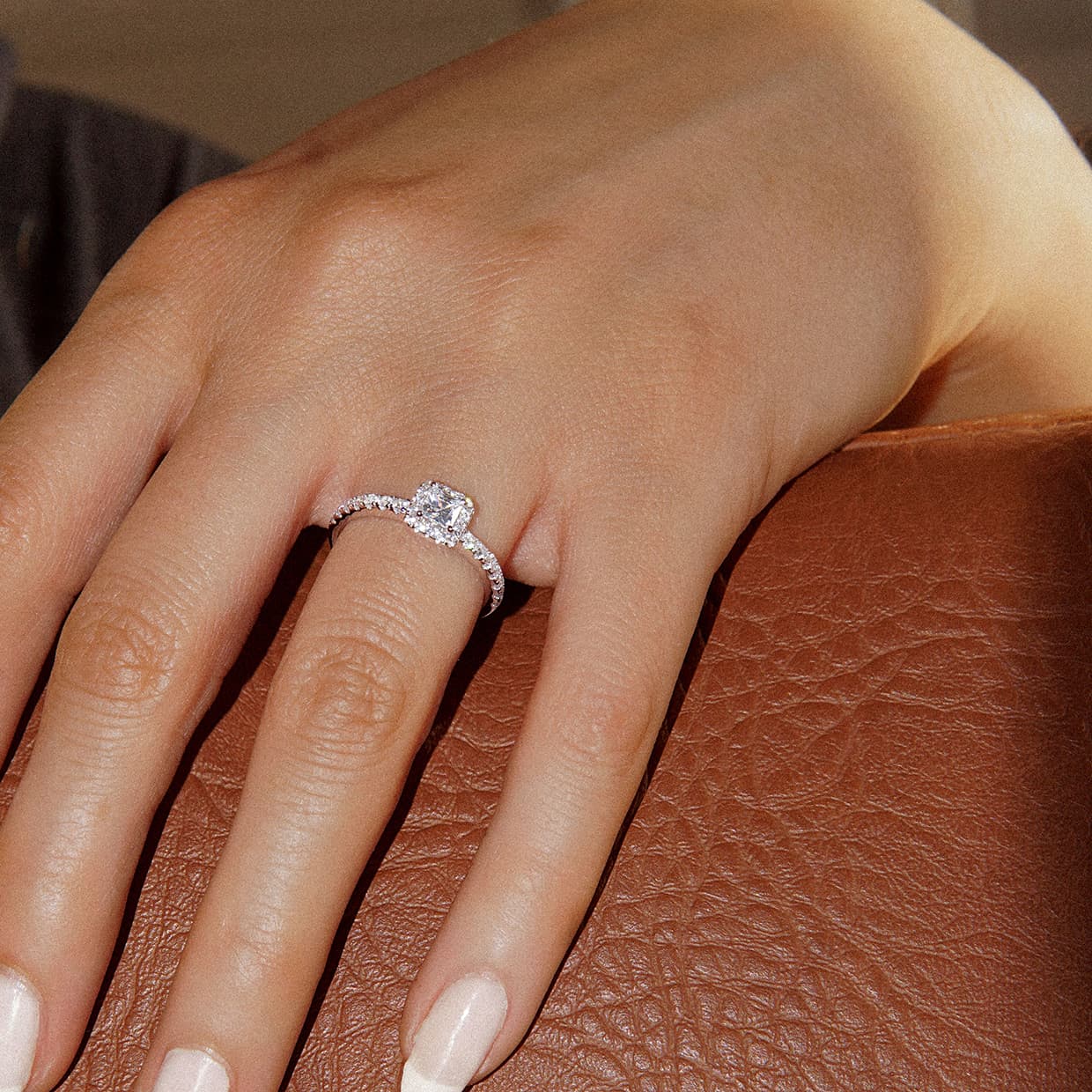 Oxford Silver Halo Square Ring